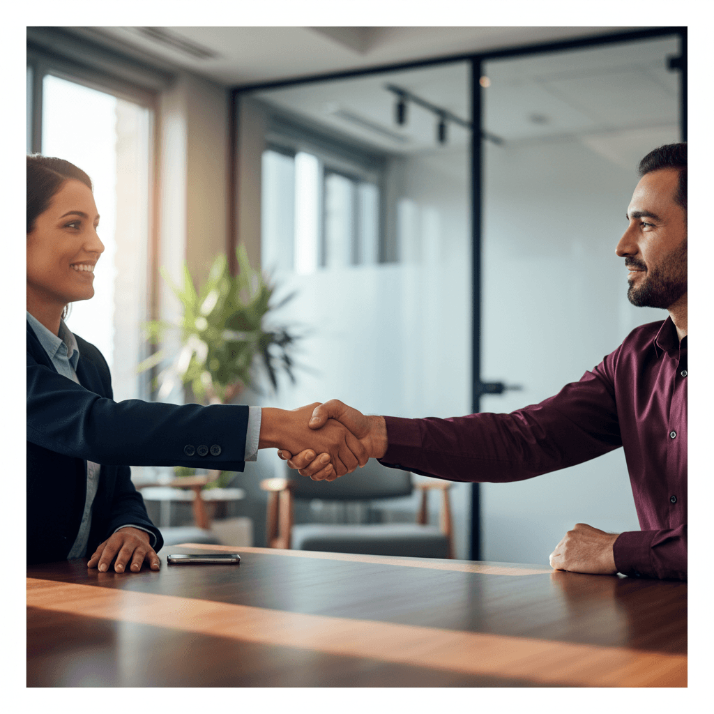 Professional handshake representing successful partnership