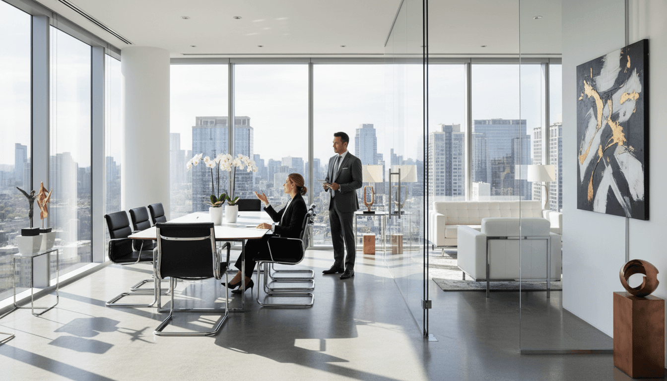 Executive consulting office with Atlanta skyline views