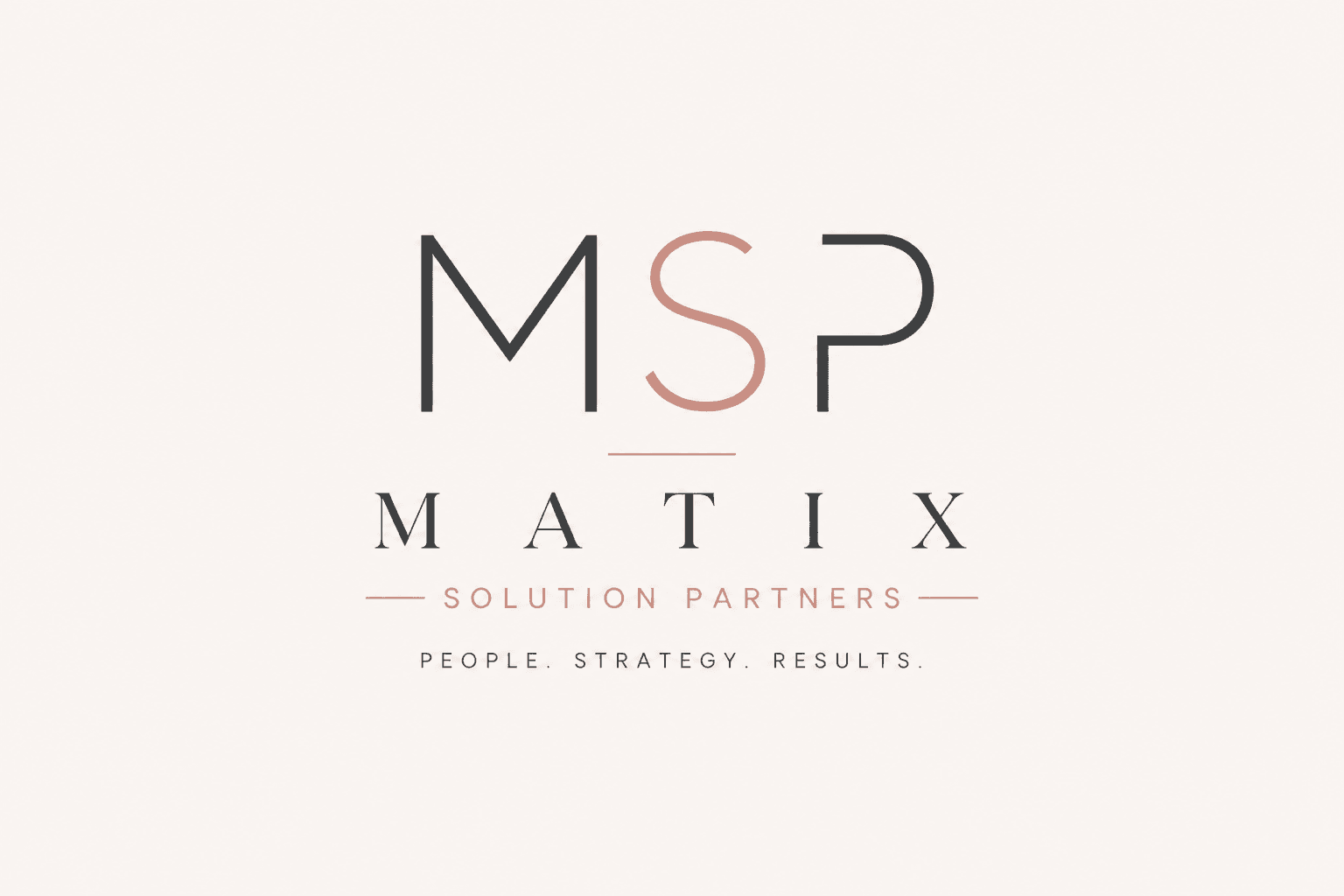 Minimalist Matix Solution Partners logo in black and rose gold on a cream background.
